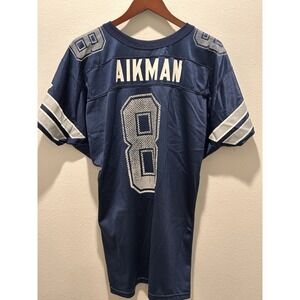 Troy Aikman #8 Dallas Cowboys NFL Blue Wilson Jersey - Men's L Made‎ In USA